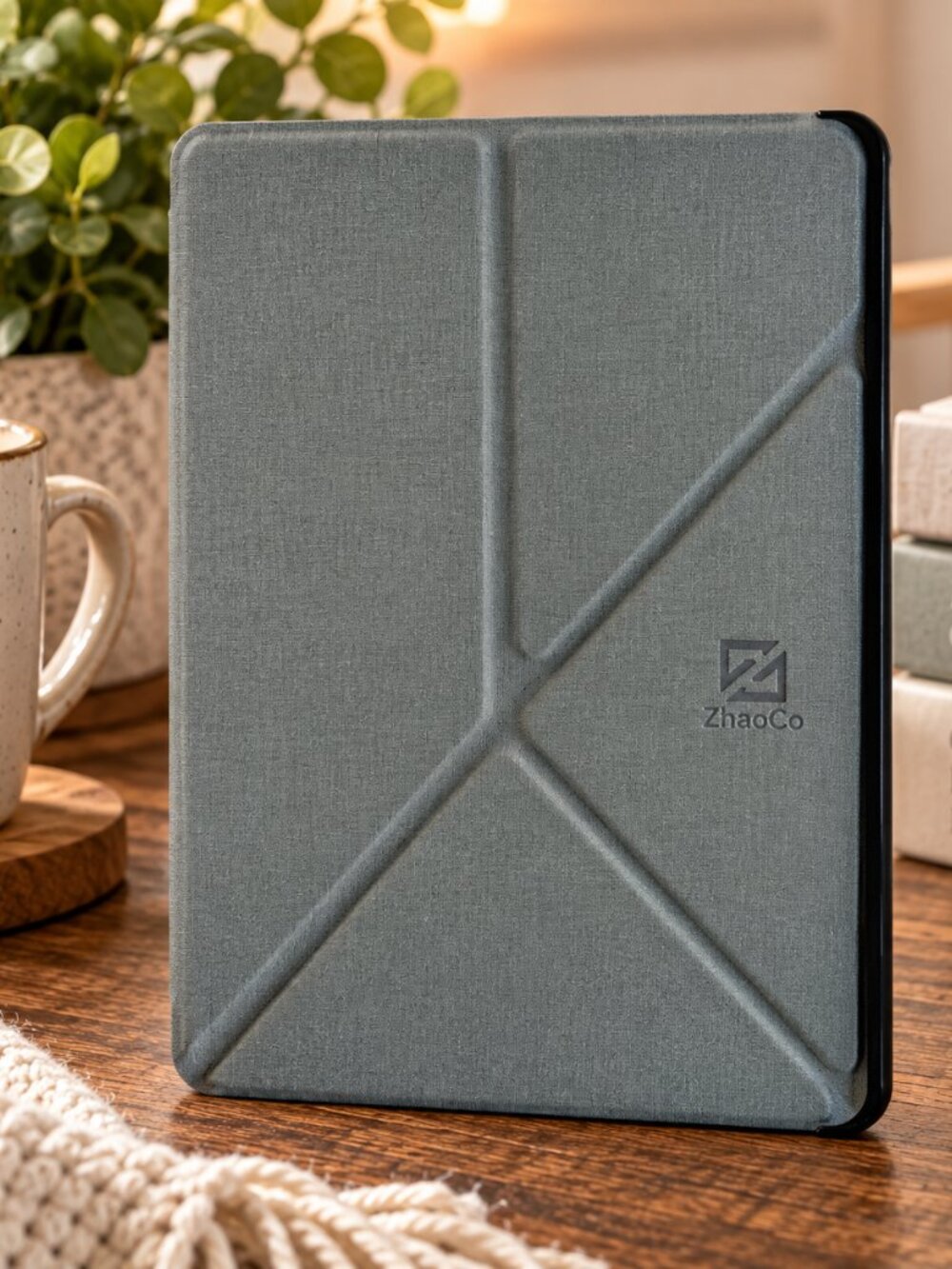 ZhaoCo Kindle Paperwhite Case 6.8" Gray Fabric Folio Cover – New